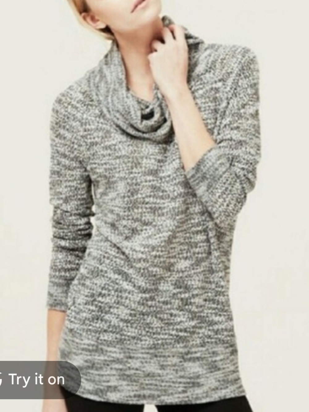 Lou & Grey Marled Grey Cowl Neck Sweater women’s large cozy